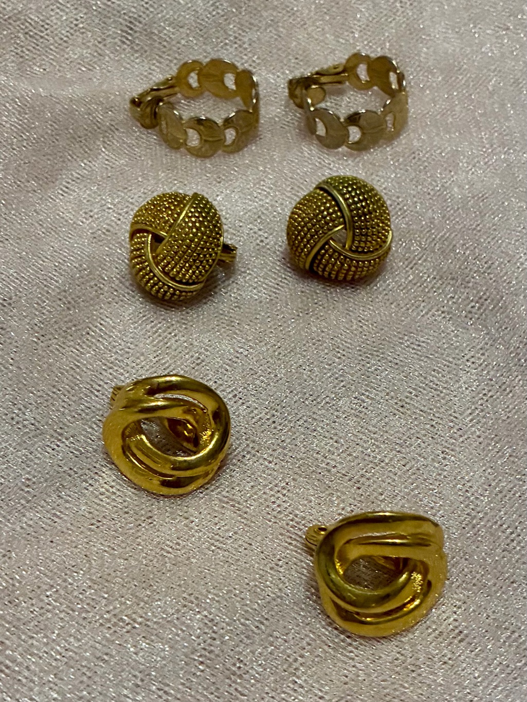 Vintage Gold Tone Mixed-Style Clip-On Earrings Set